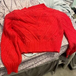 SO Vibrant Red Textured Knit Sweater